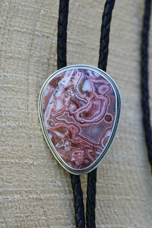 Crazy Lace Agate Bolo Tie