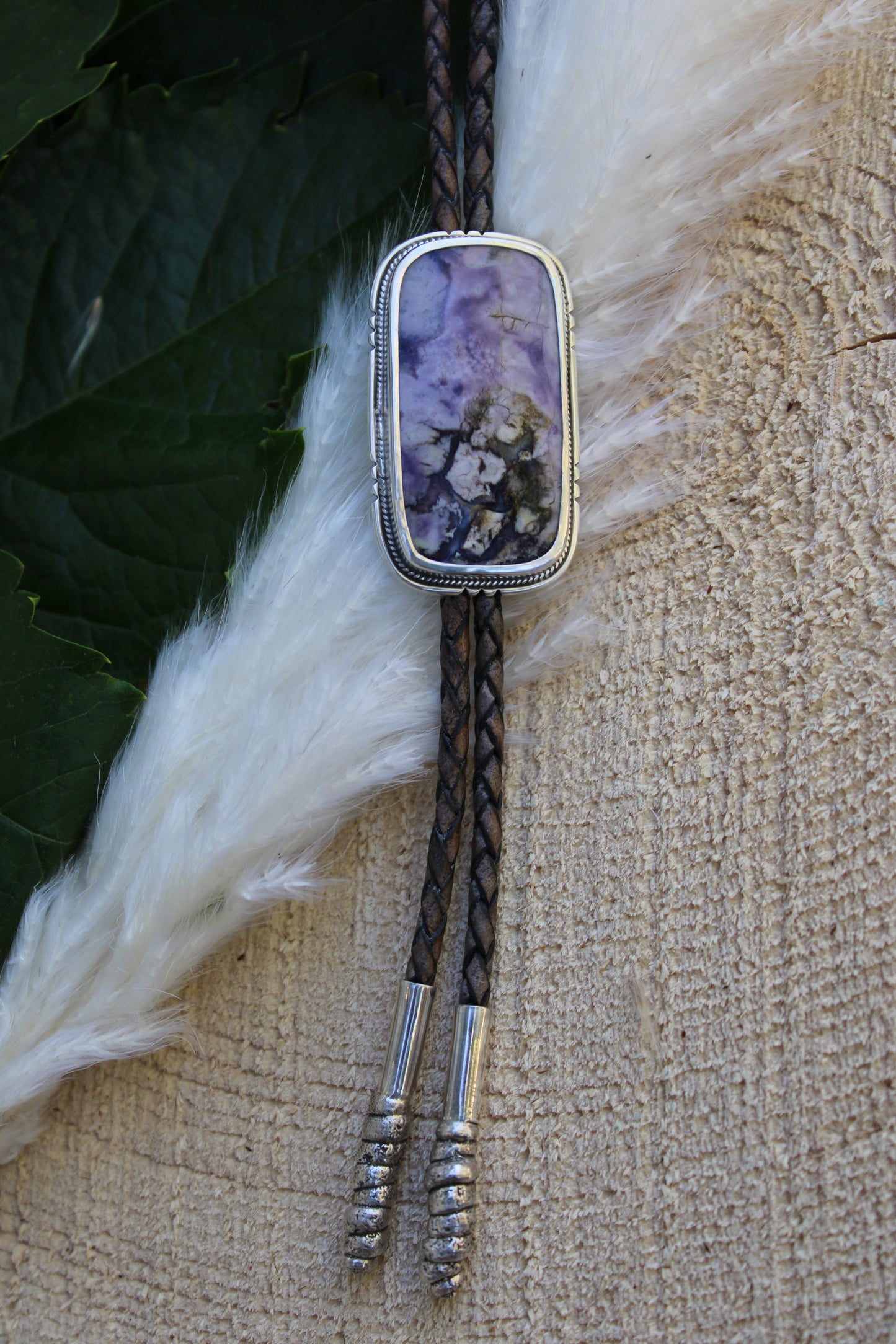 Tiffany Stone Bolo Tie with Nature Cast Tips