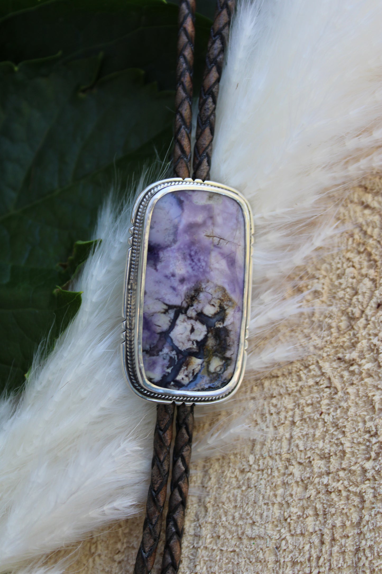 Tiffany Stone Bolo Tie with Nature Cast Tips