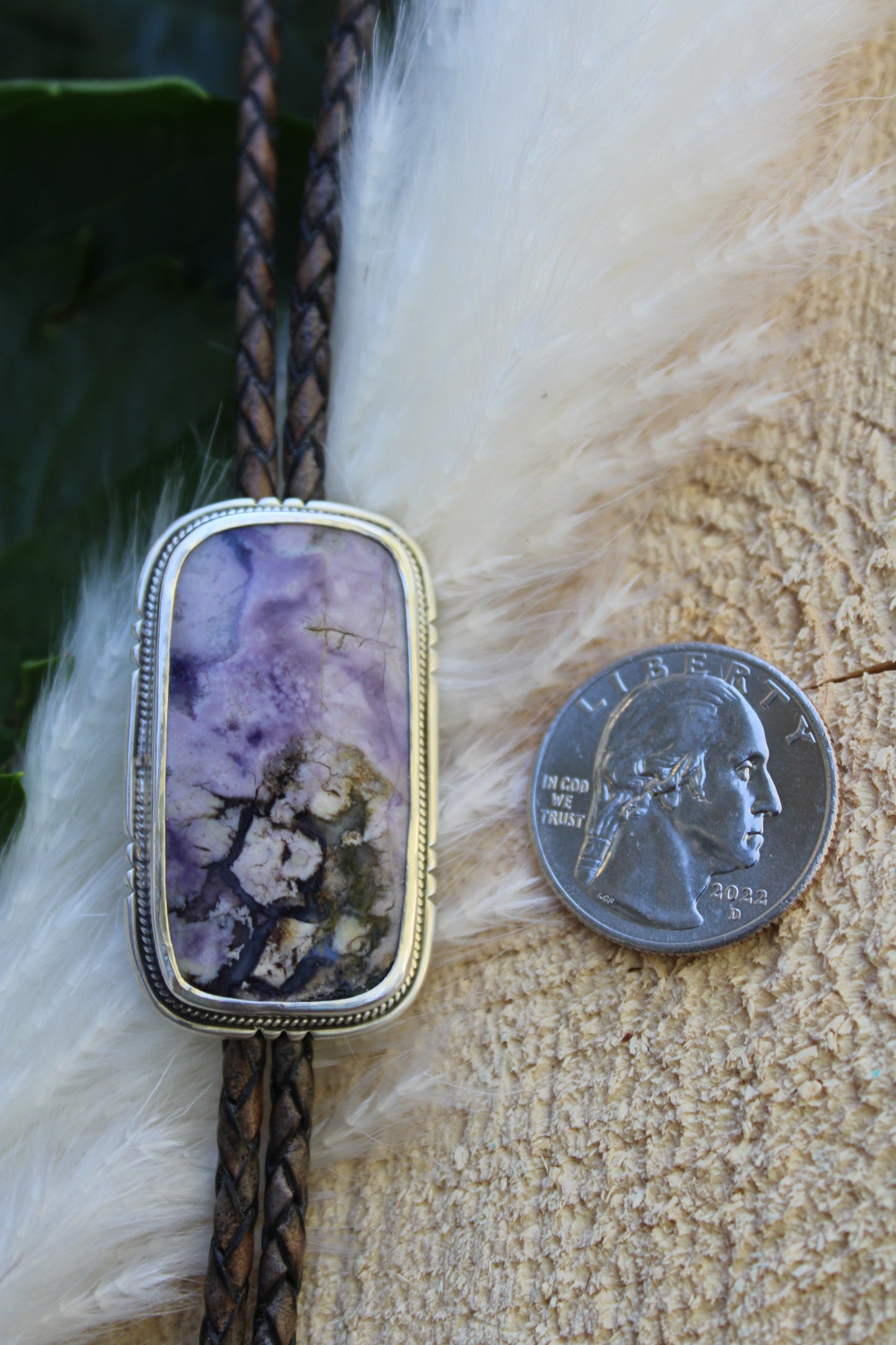 Tiffany Stone Bolo Tie with Nature Cast Tips