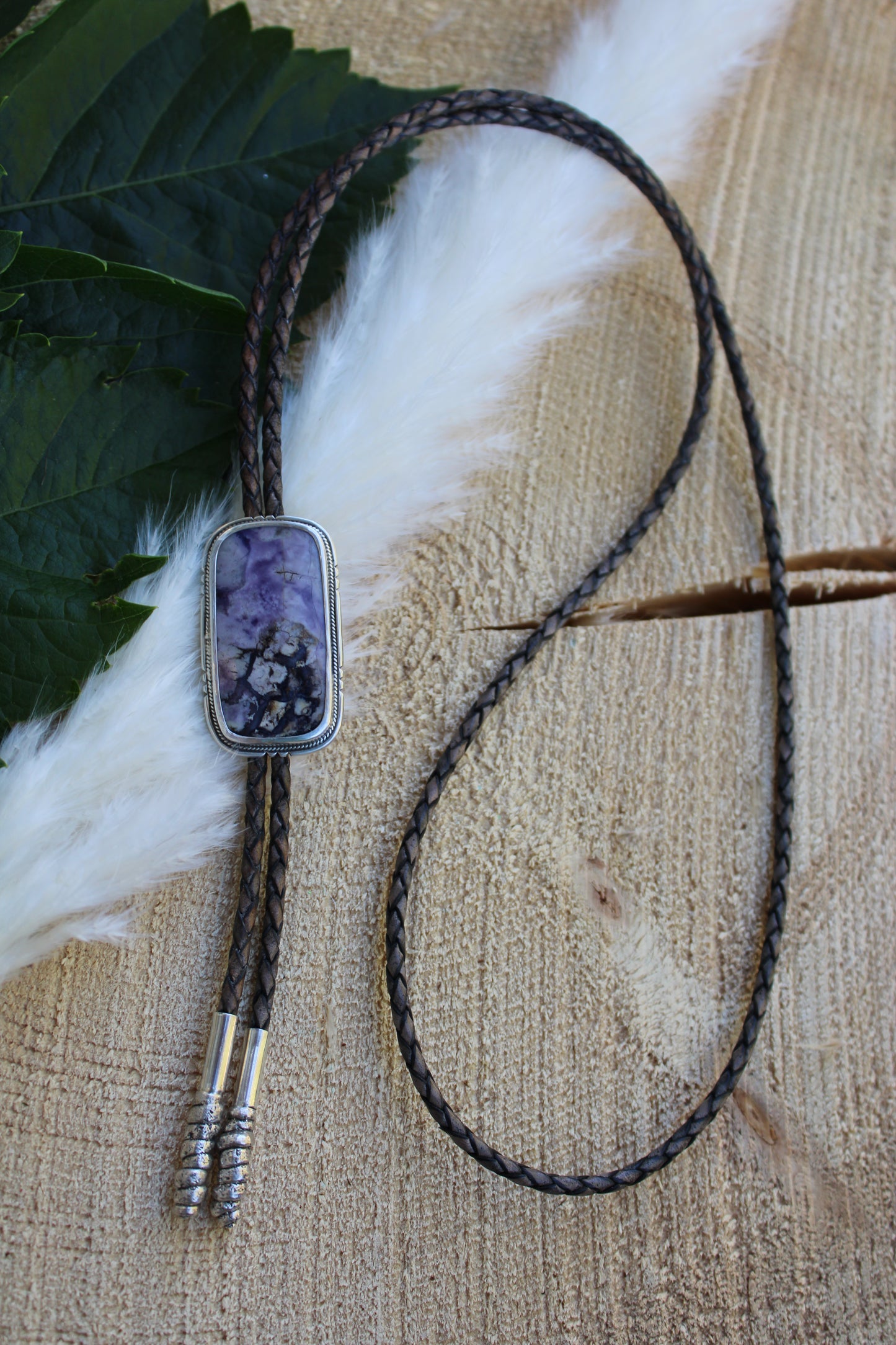 Tiffany Stone Bolo Tie with Nature Cast Tips