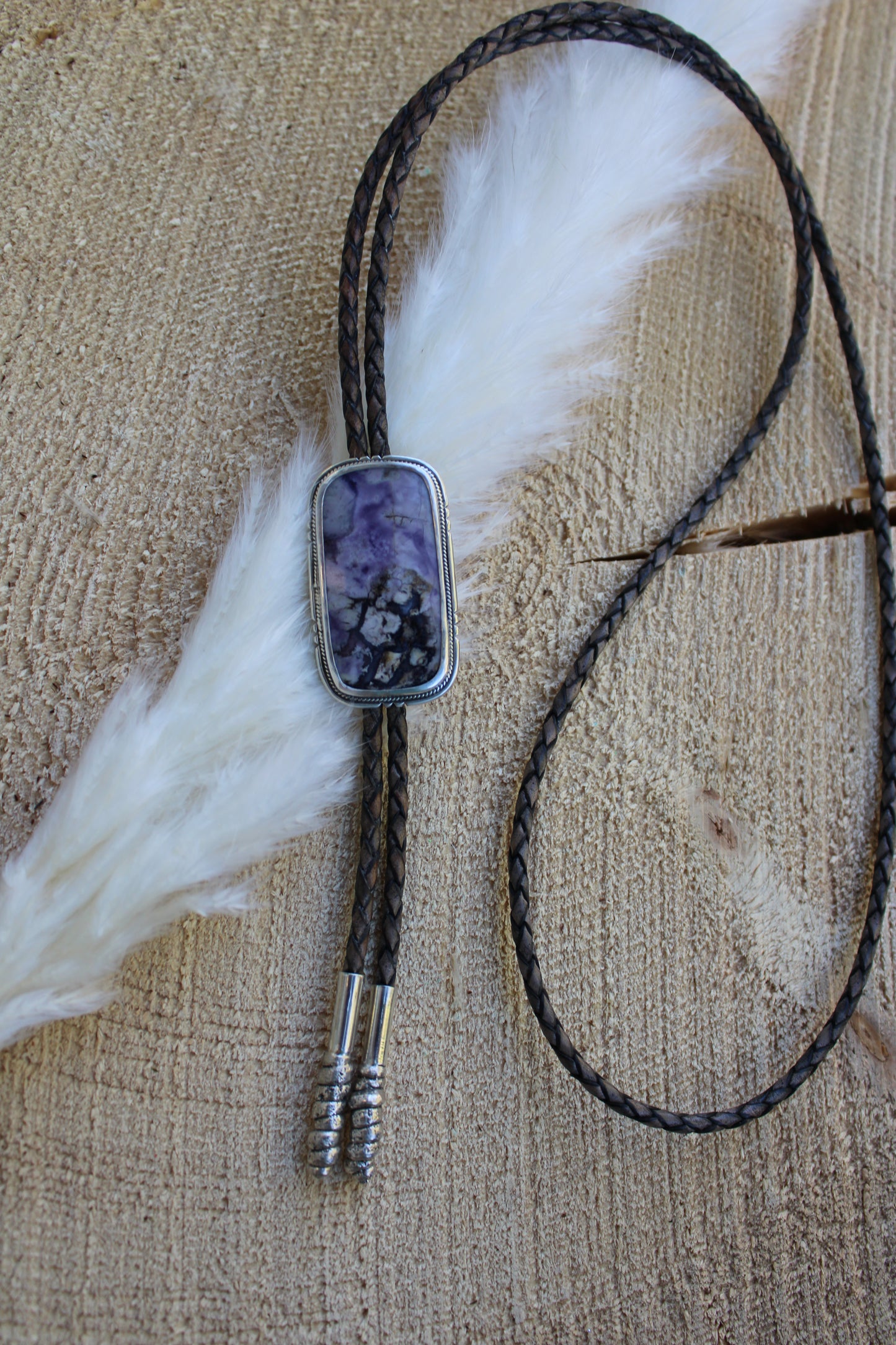 Tiffany Stone Bolo Tie with Nature Cast Tips