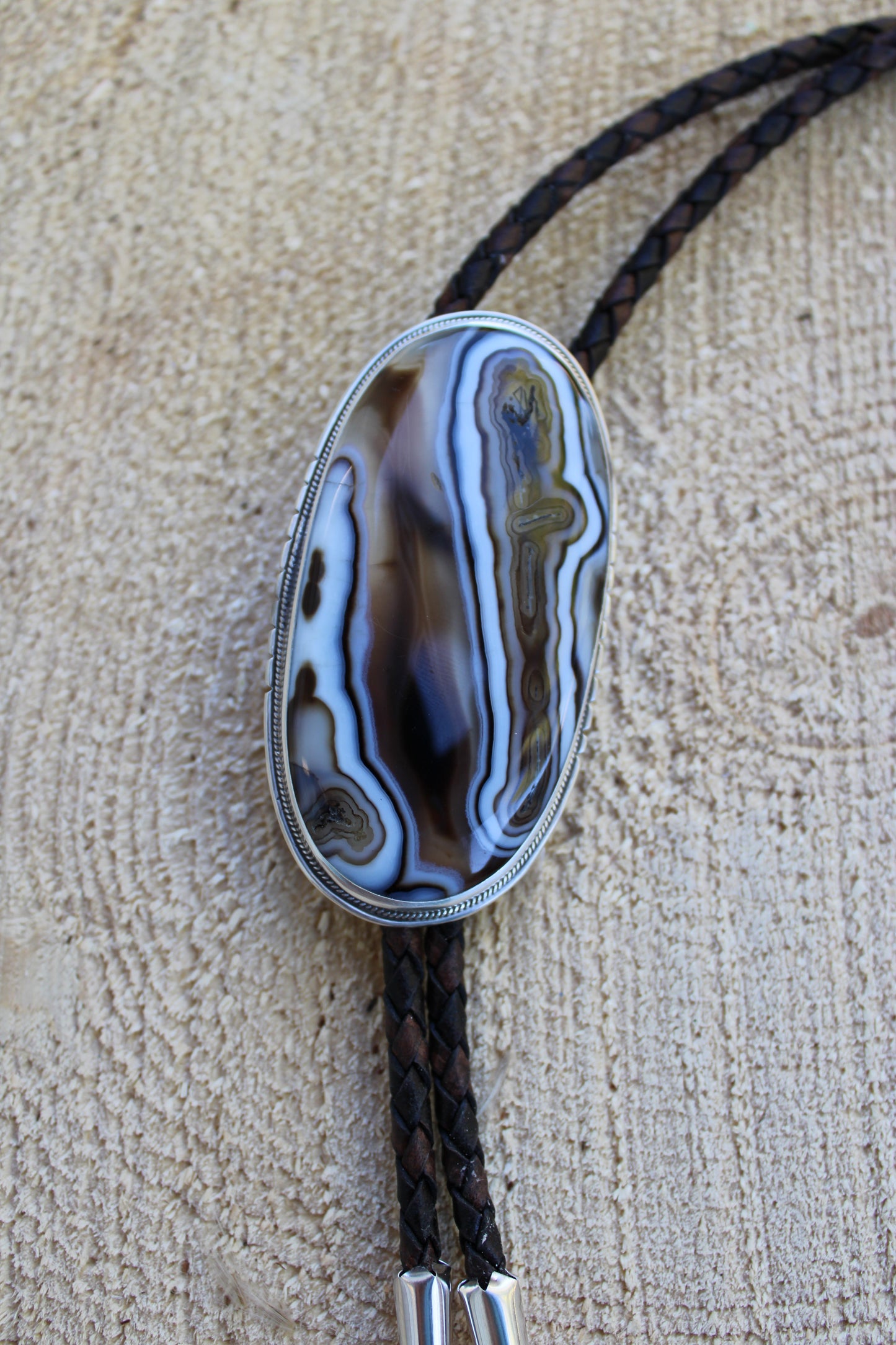 Brown Crazy Lace Agate Bolo Tie