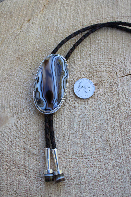 Brown Crazy Lace Agate Bolo Tie