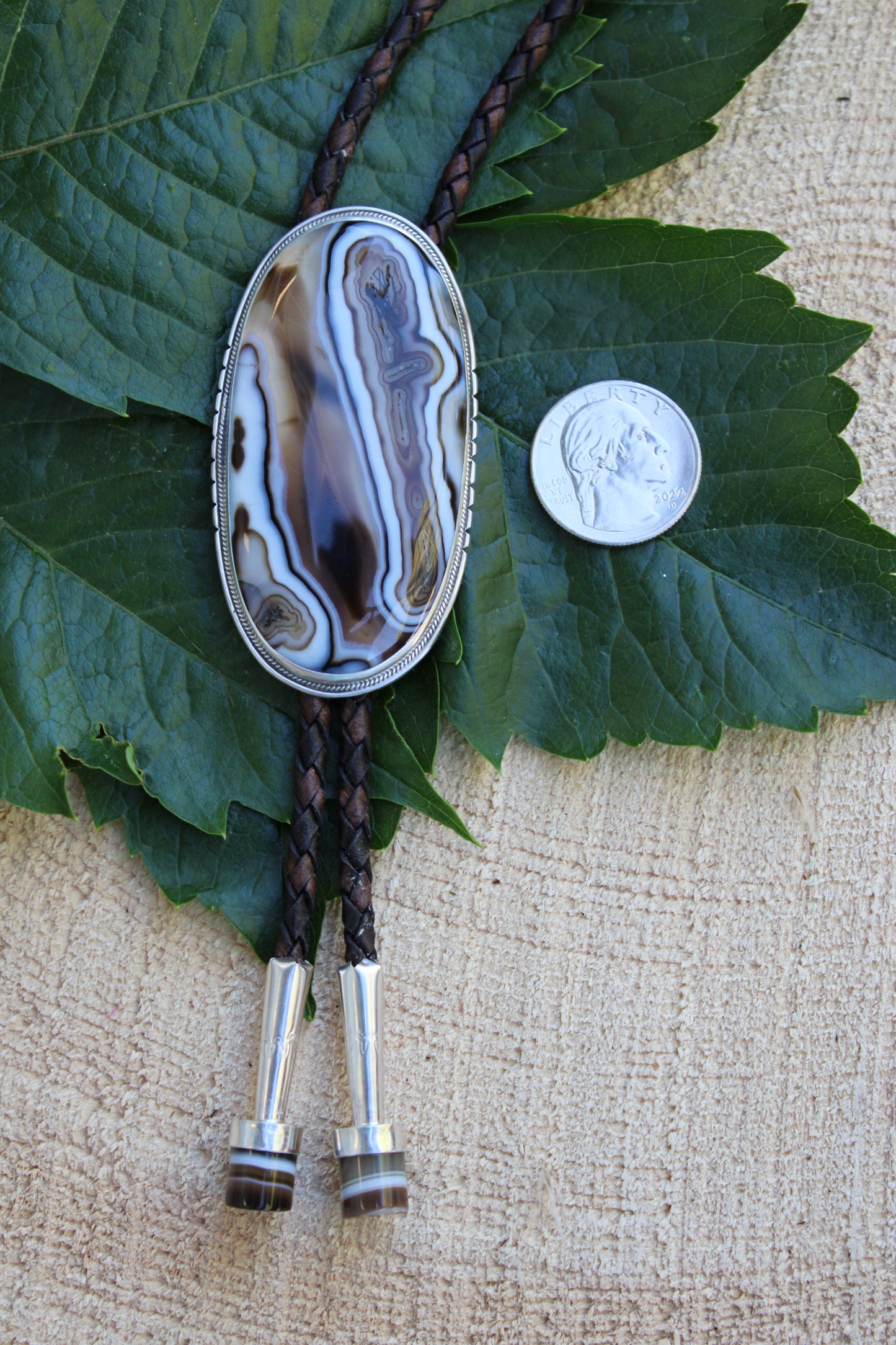 Brown Crazy Lace Agate Bolo Tie