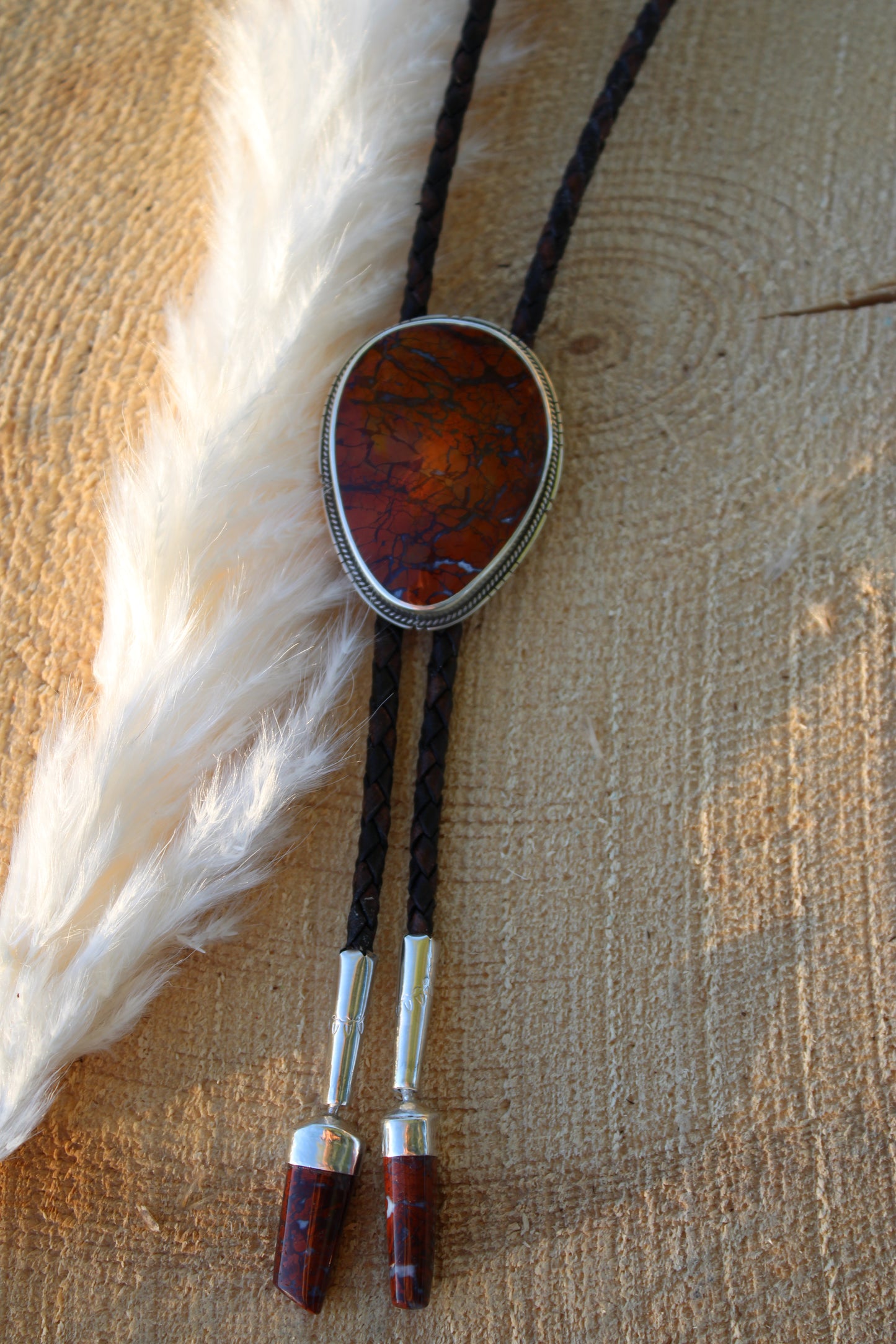 Southern Utah Red Jasper Bolo Tie with Swivel Tips