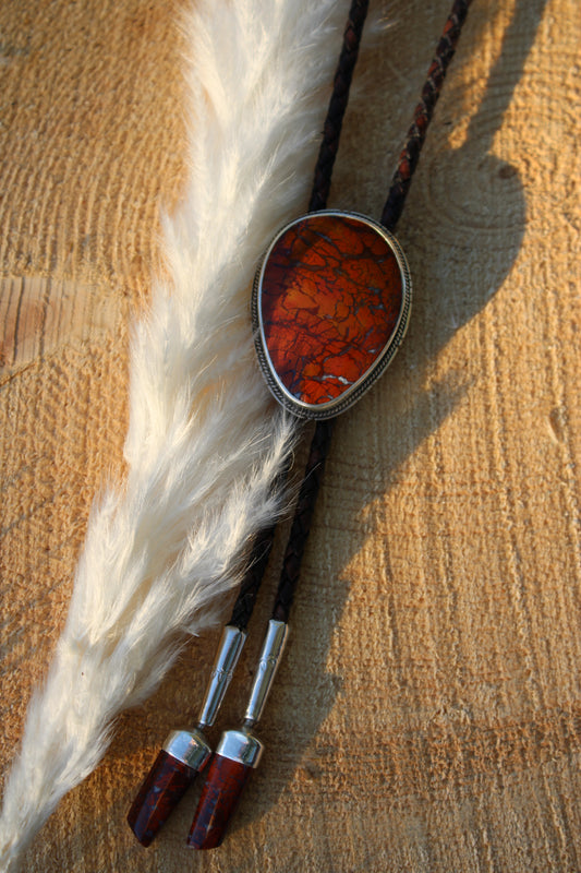 Southern Utah Red Jasper Bolo Tie with Swivel Tips