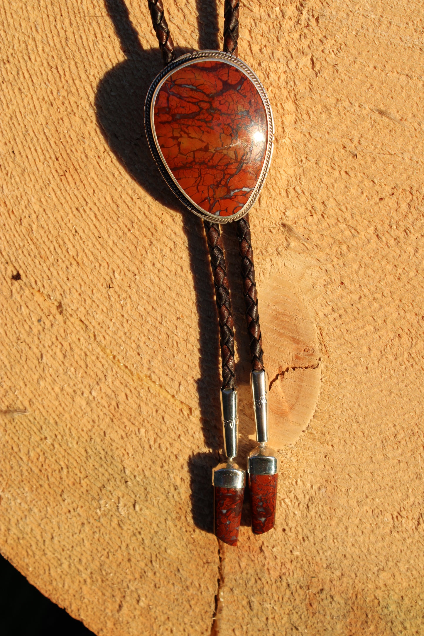 Southern Utah Red Jasper Bolo Tie with Swivel Tips