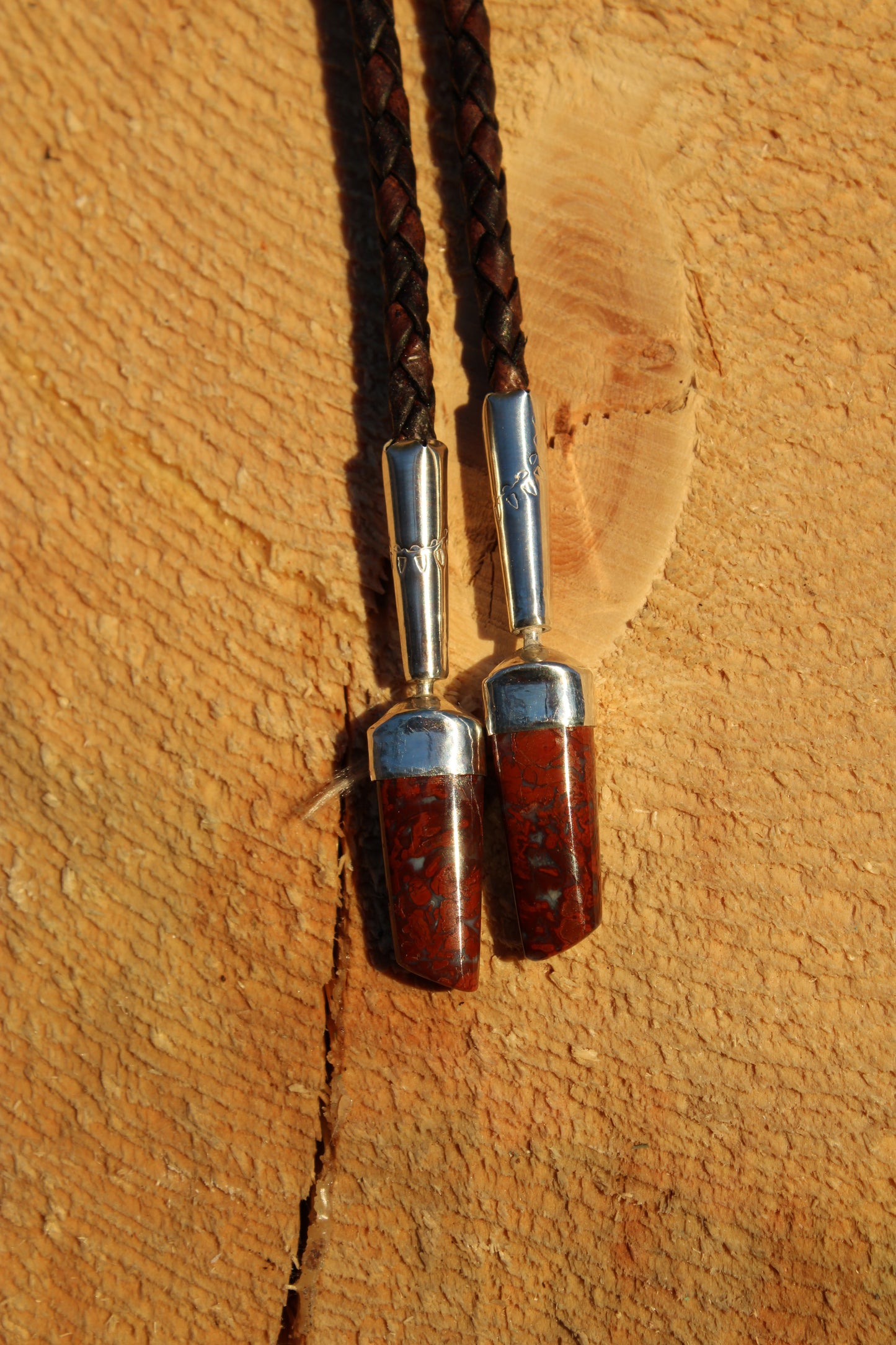 Southern Utah Red Jasper Bolo Tie with Swivel Tips