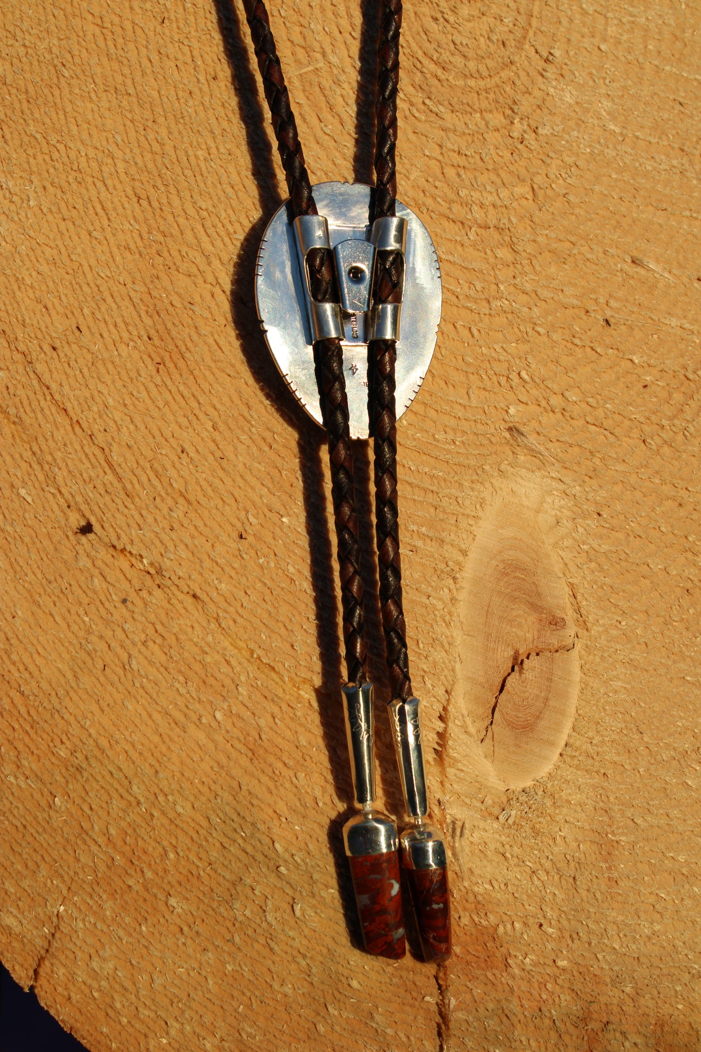 Southern Utah Red Jasper Bolo Tie with Swivel Tips