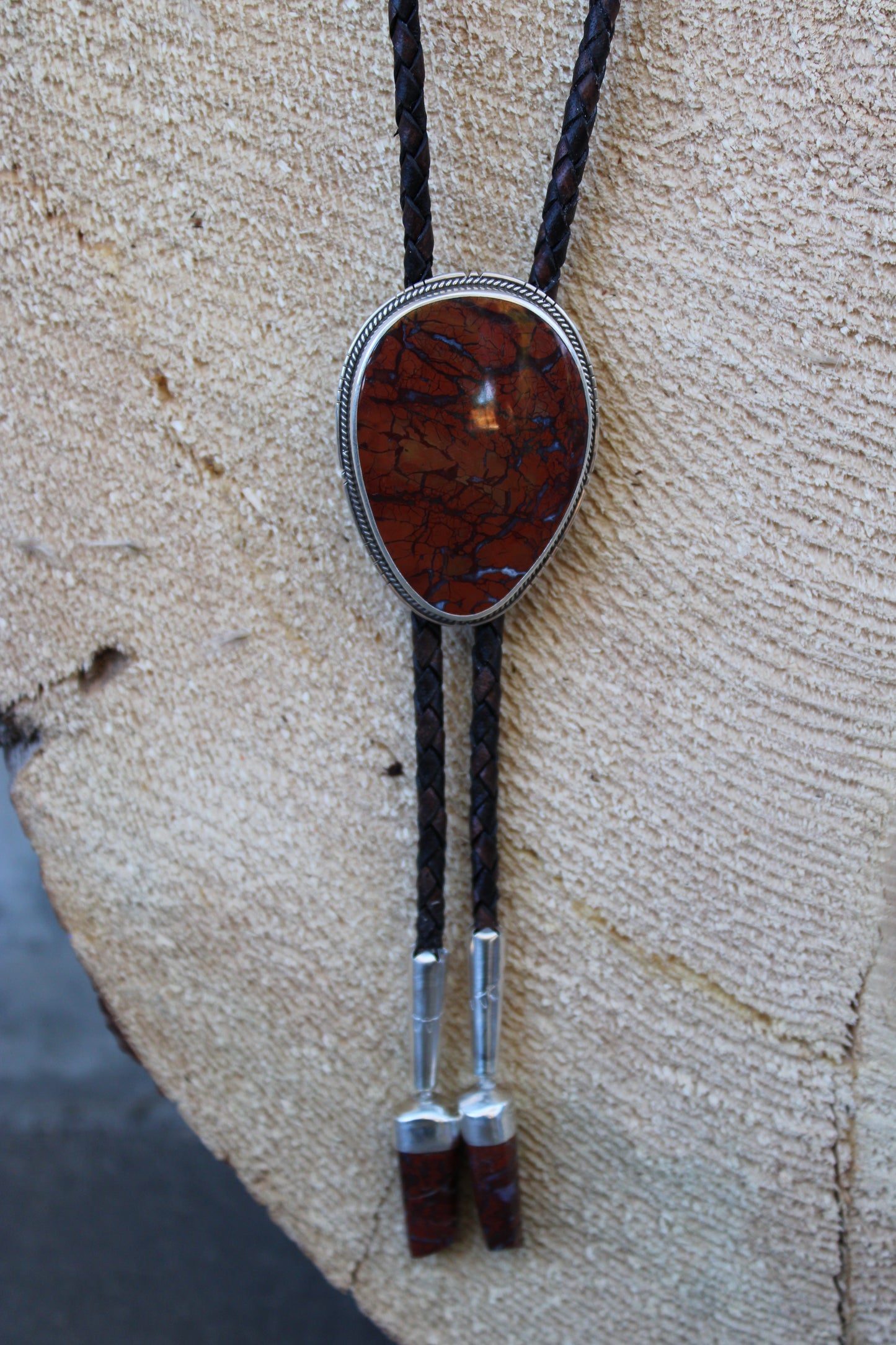 Southern Utah Red Jasper Bolo Tie with Swivel Tips