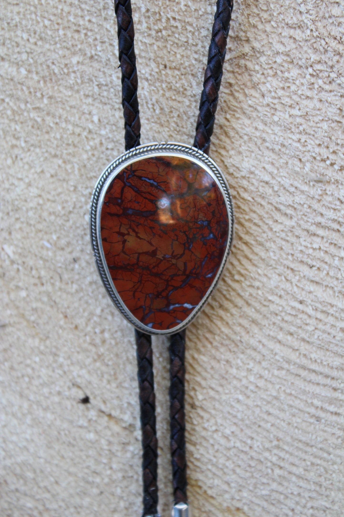 Southern Utah Red Jasper Bolo Tie with Swivel Tips