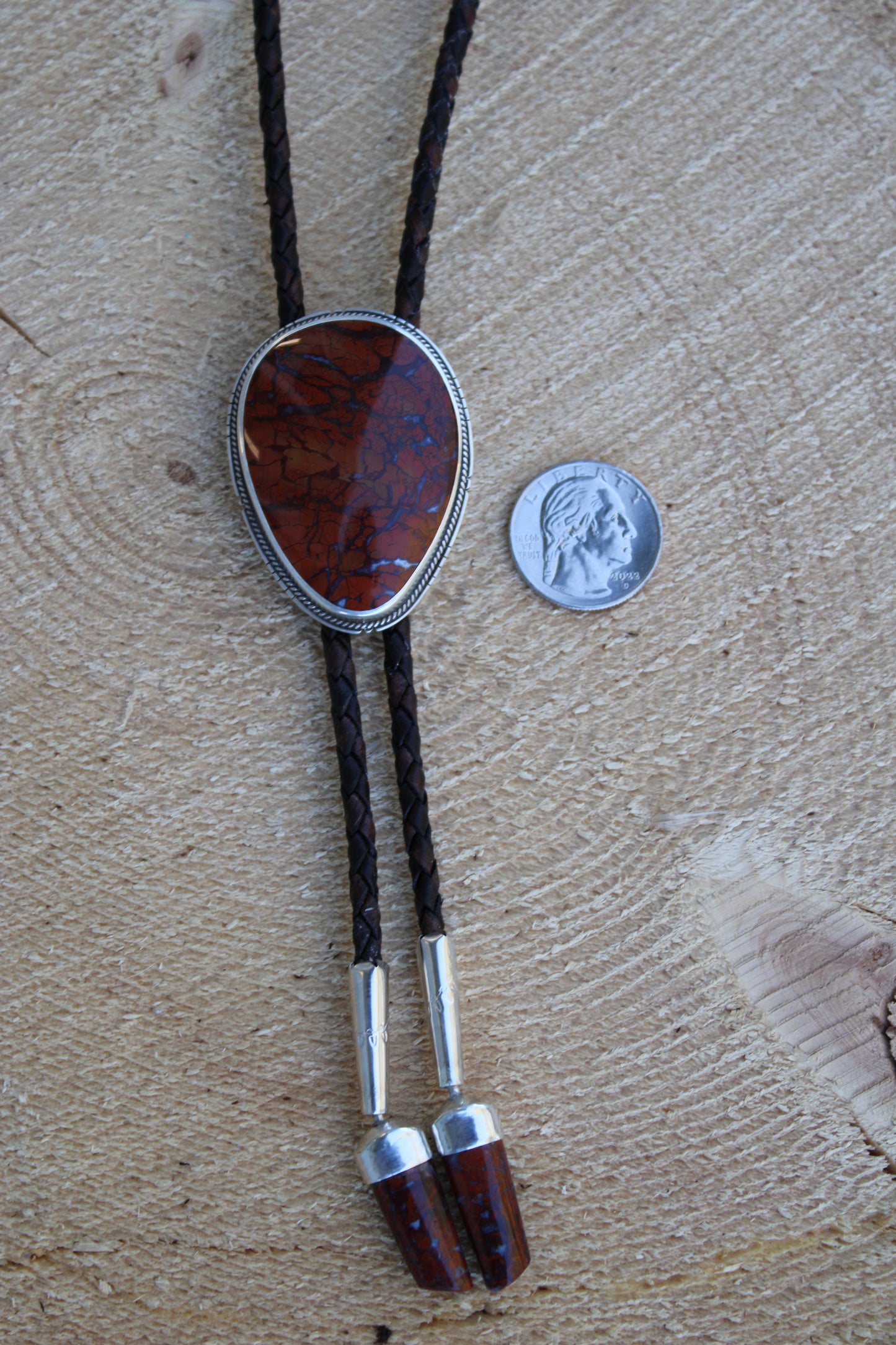 Southern Utah Red Jasper Bolo Tie with Swivel Tips