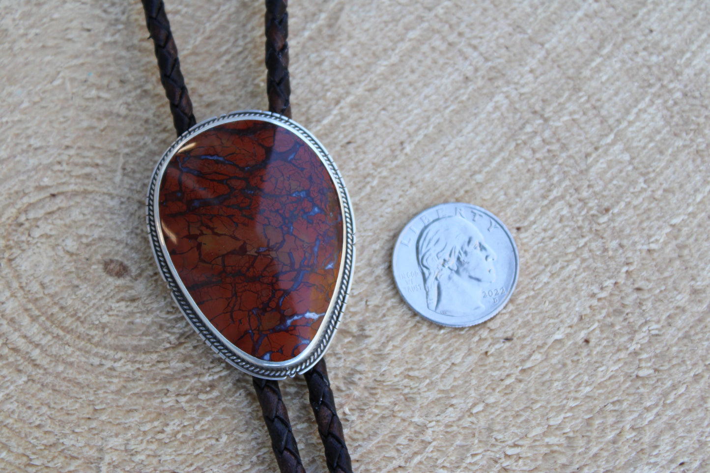 Southern Utah Red Jasper Bolo Tie with Swivel Tips