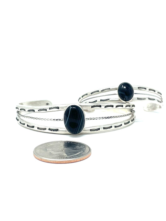 Black Lace Onyx Mother + Daughter Matching Bracelet Set