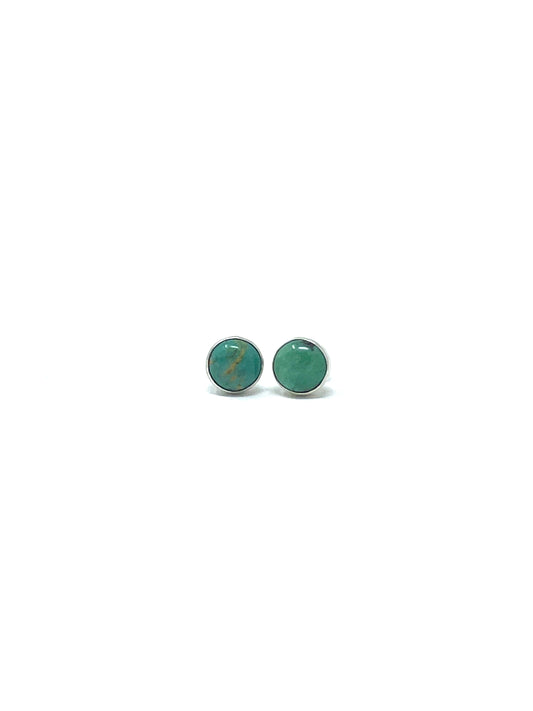 Kingman Turquoise green - Stud Earrings 6MM round