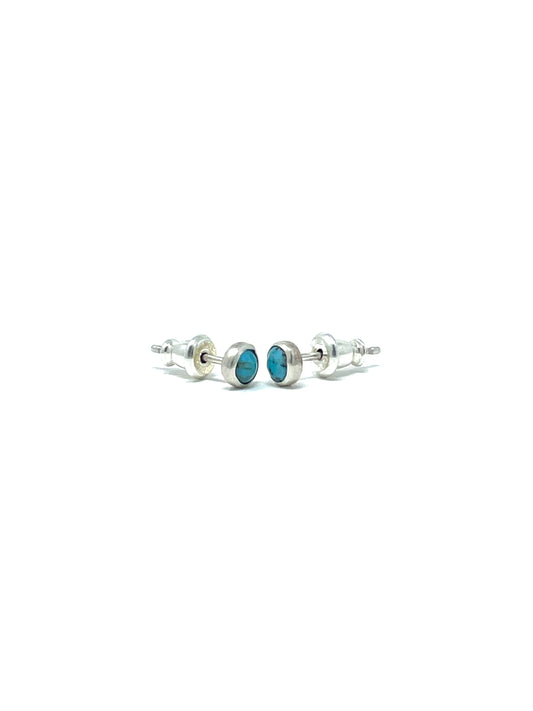 Kingman Turquoise - Stud Earrings 4MM Round