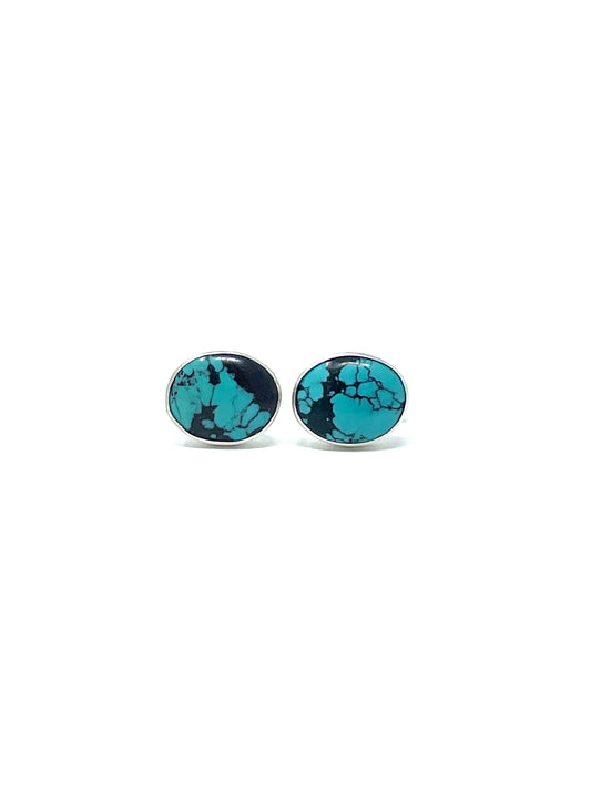 Turquoise Oval Earrings- Stud Earrings 8x10 Oval