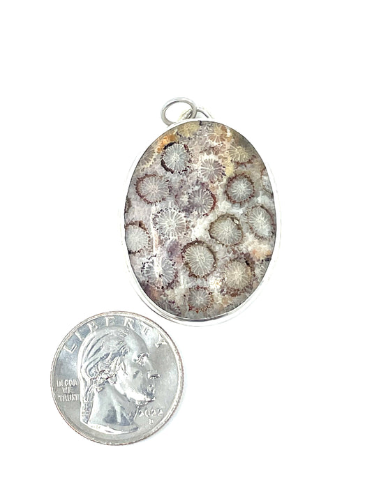 Fossilized Coral Necklace Pendant