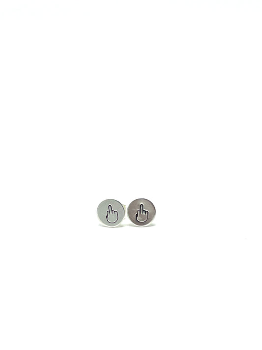 "Bird" Stud Earrings Silver Rounds