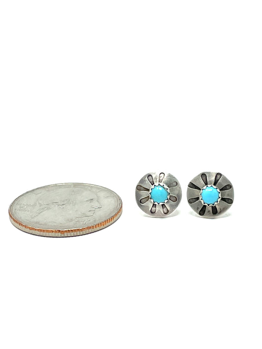 Turquoise Stud Earrings 4MM Round