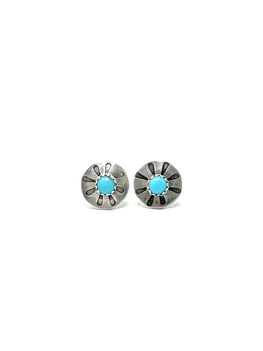 Turquoise Stud Earrings 4MM Round