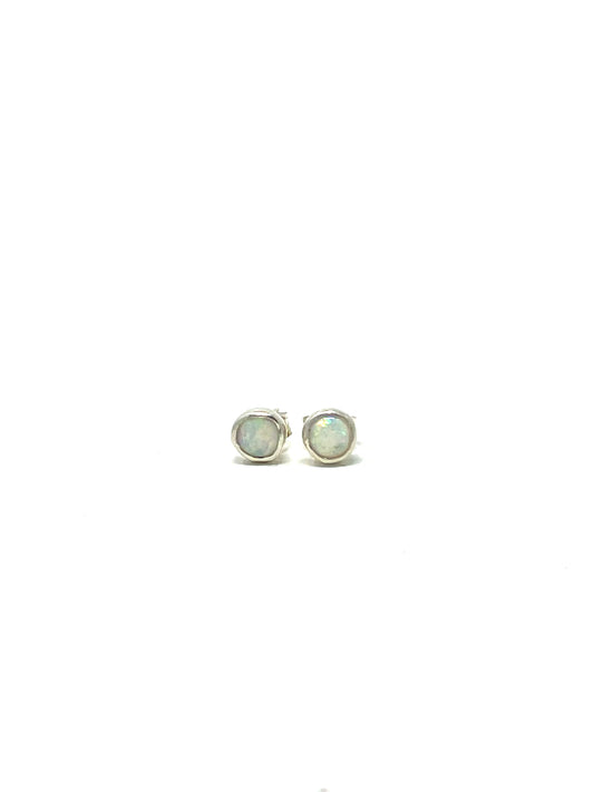 Opal Stud Earrings 4MM Round