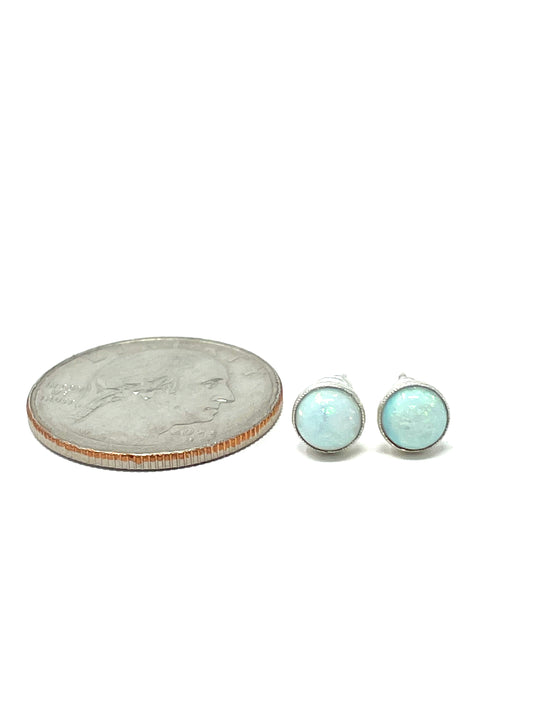 Opal Stud Earrings 4MM Round