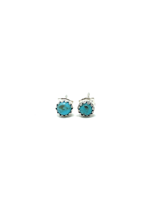 Turquoise Stud Earrings 4MM Round