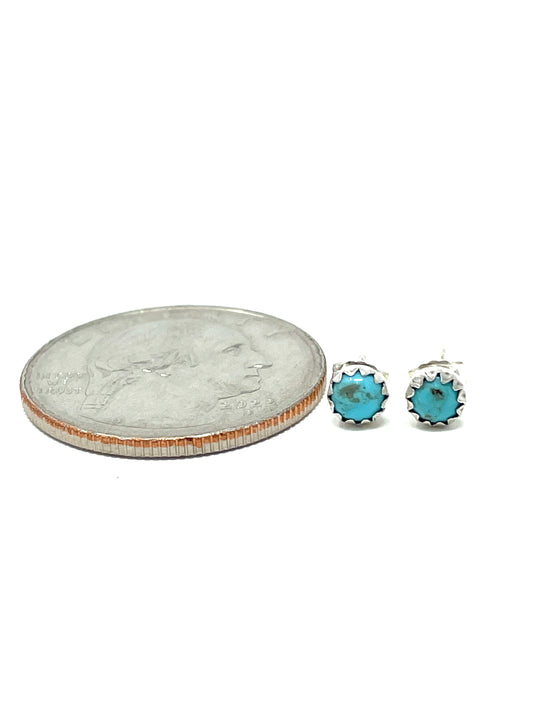 Turquoise Stud Earrings 4MM Round