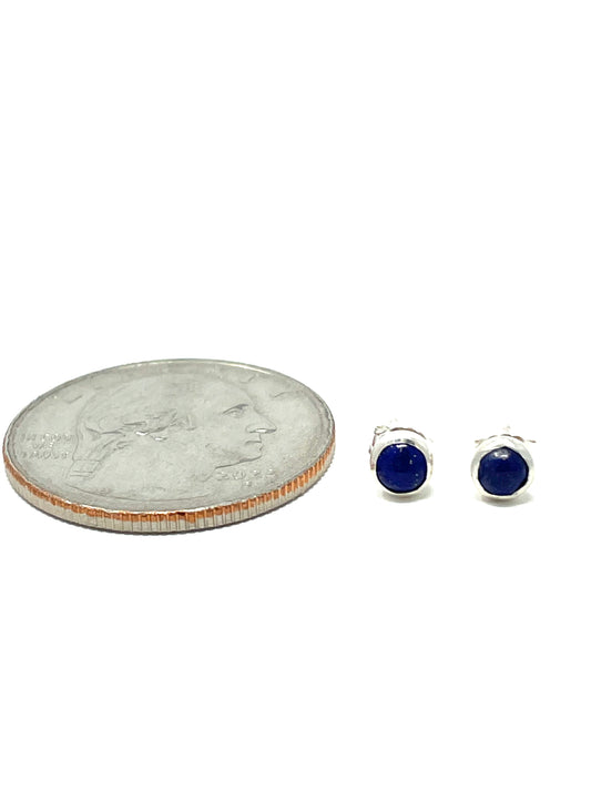 Lapis Stud Earrings 4MM Round